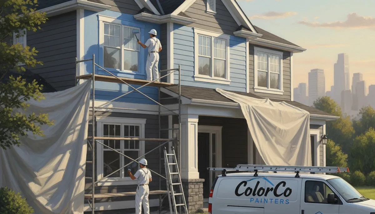 House painting crew in Glendale, AZ applying durable exterior paint to a home