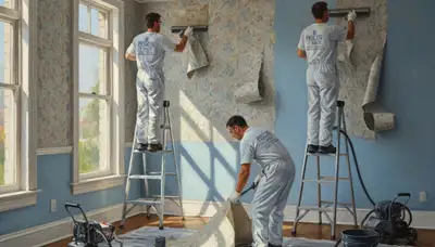 Wallpaper removal service in Glendale, AZ, preparing aging walls for a smooth paint finish